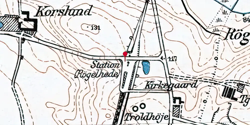 Historisk kort over Røgelhede Station