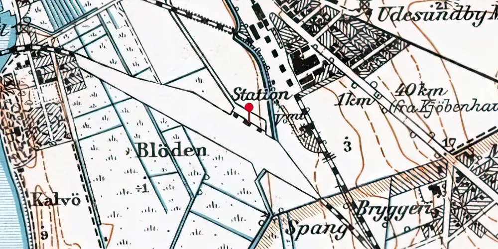 Historisk kort over Frederikssund Station [1928-1989]