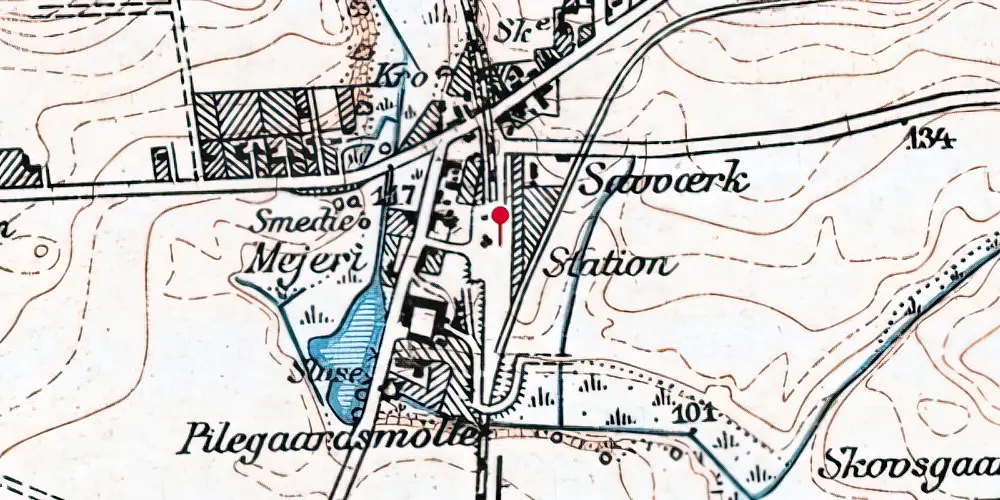 Historisk kort over Hellum Station