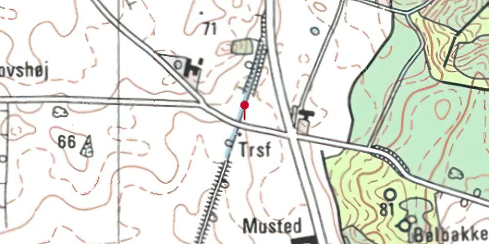 Historisk kort over Musted Trinbræt