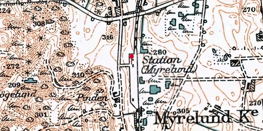 Historisk kort over Mylund Station