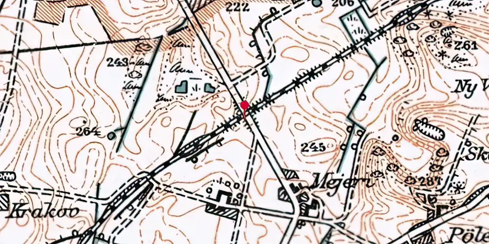 Historisk kort over Vester Mylund Trinbræt Historisk kort over Vester Mylund Trinbræt