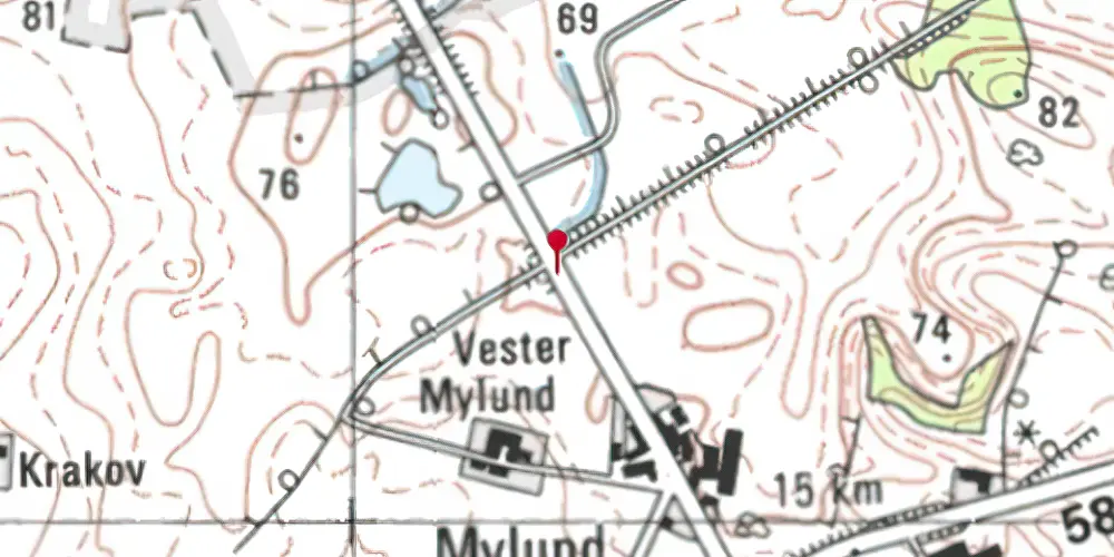 Historisk kort over Vester Mylund Trinbræt Historisk kort over Vester Mylund Trinbræt