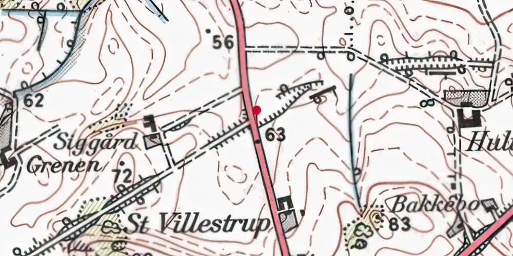 Historisk kort over Villestrup Trinbræt