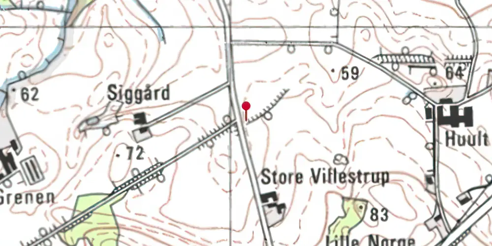 Historisk kort over Villestrup Trinbræt