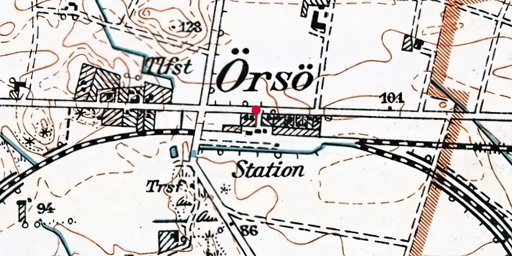 Historisk kort over Ørsø Station Historisk kort over Ørsø Station