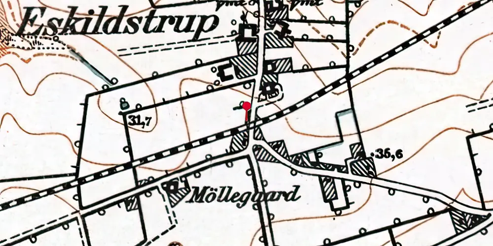 Historisk kort over Eskelund Trinbræt