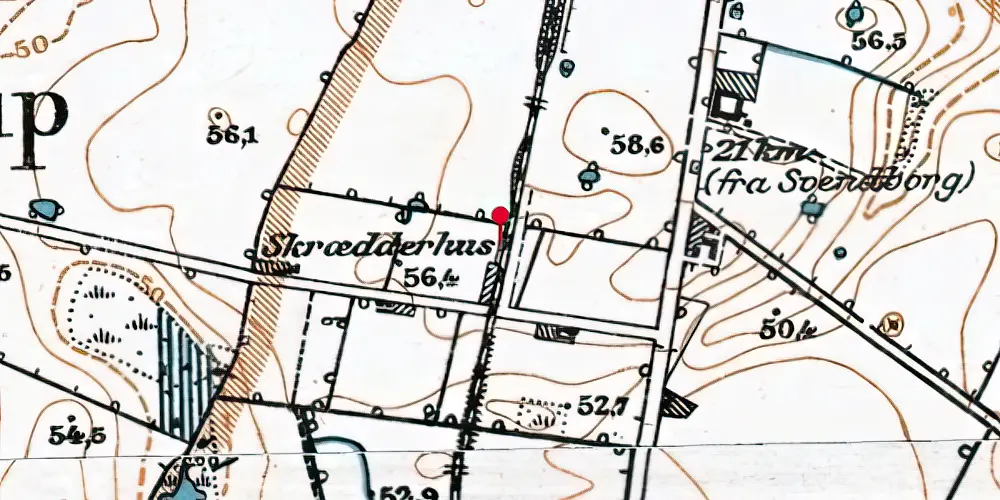 Historisk kort over Glorup Trinbræt