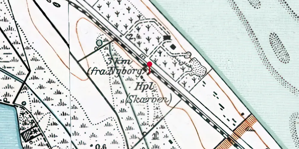 Historisk kort over Skærven Trinbræt Historisk kort over Skærven Trinbræt