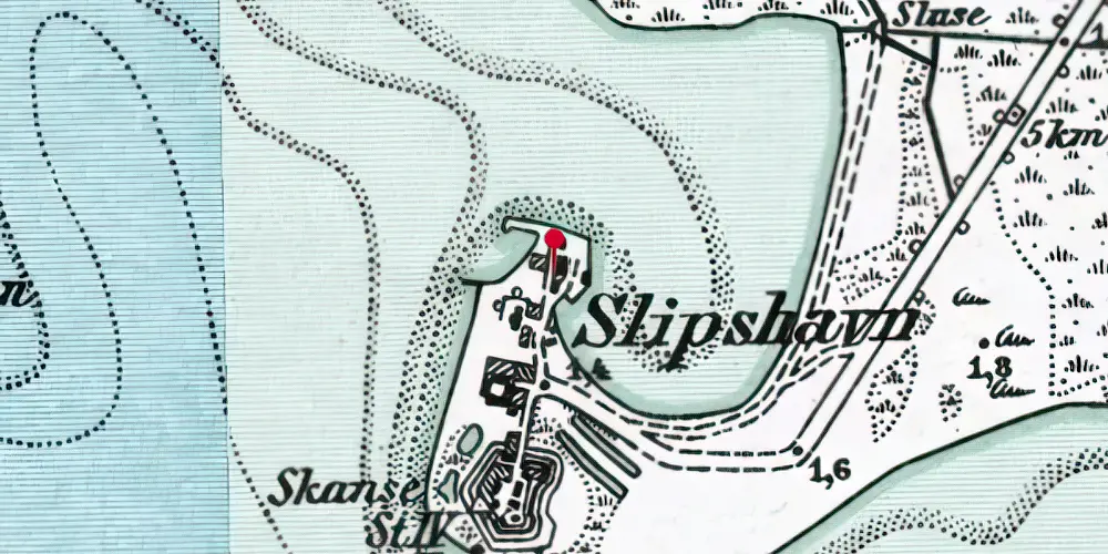 Historisk kort over Slipshavn Station Historisk kort over Slipshavn Station