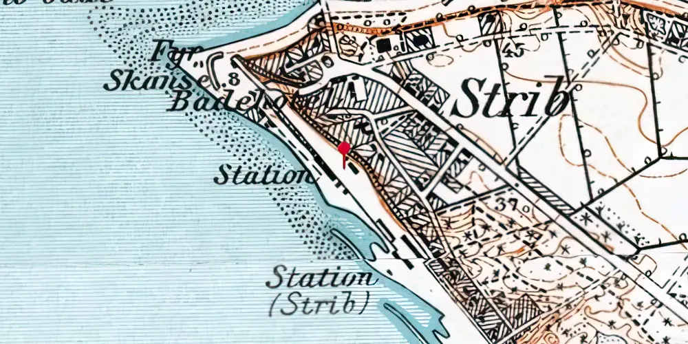 Historisk kort over Strib Station