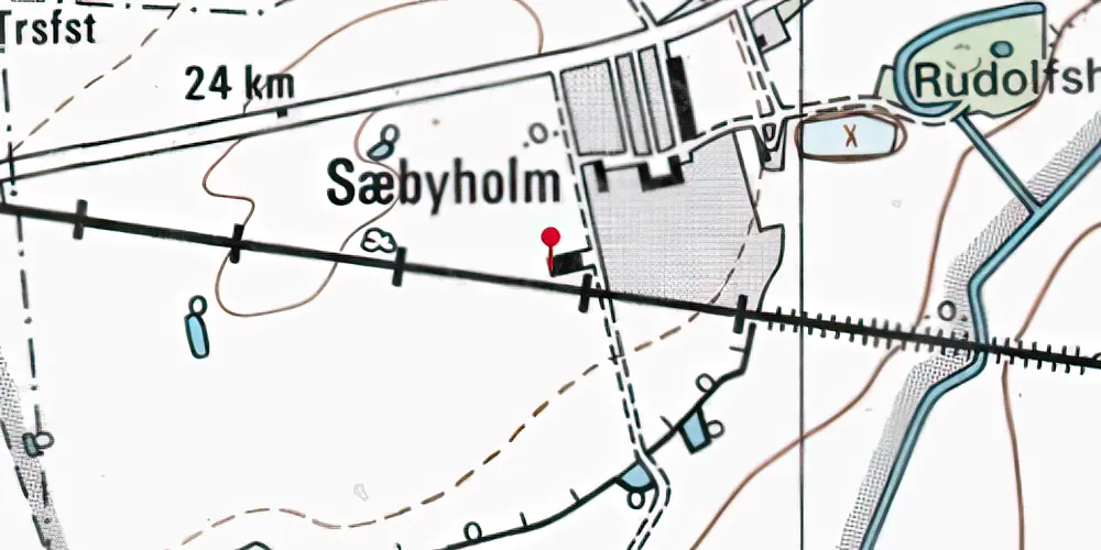 Historisk kort over Sæbyholm Holdeplads med sidespor