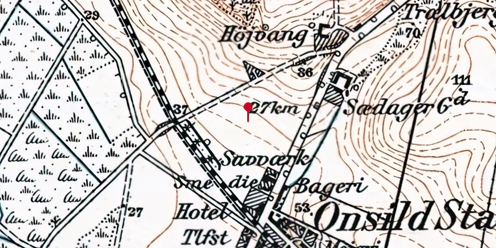 Historisk kort over Sønder-Onsild Station Historisk kort over Sønder-Onsild Station