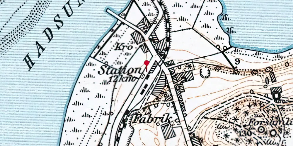 Historisk kort over Hadsund Syd Station Historisk kort over Hadsund Syd Station