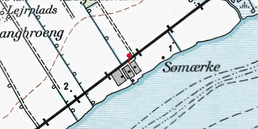 Historisk kort over Engholm Strand Trinbræt