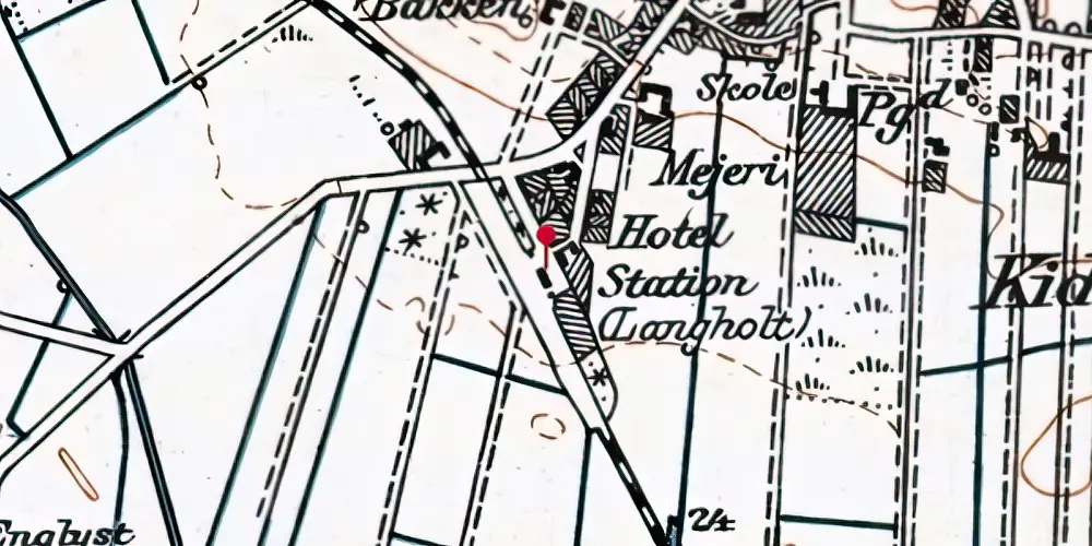 Historisk kort over Langholt Station