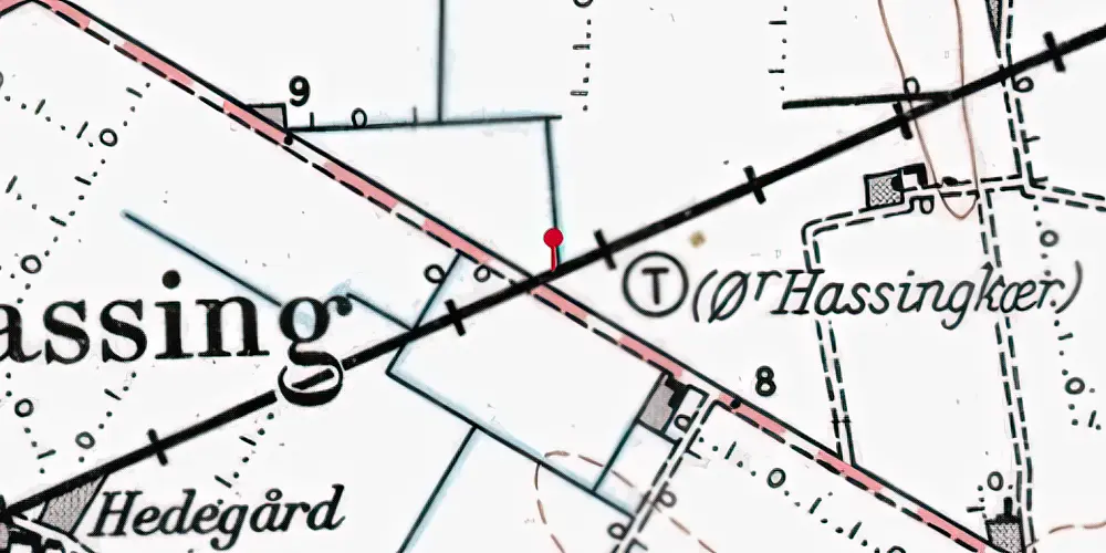 Historisk kort over Øster Hassing kær Trinbræt Historisk kort over Øster Hassing kær Trinbræt