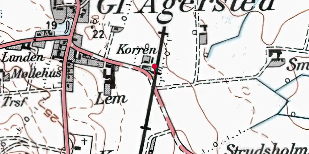 Historisk kort over Gammel Agersted Trinbræt Historisk kort over Gammel Agersted Trinbræt