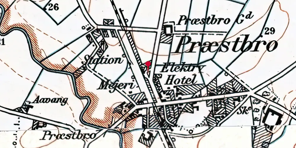 Historisk kort over Præstbro Station