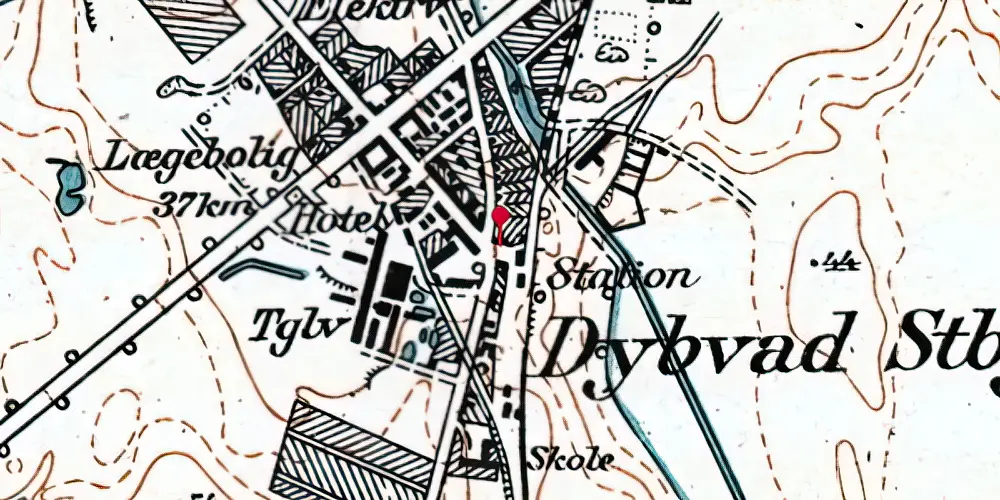 Historisk kort over Dybvad Station