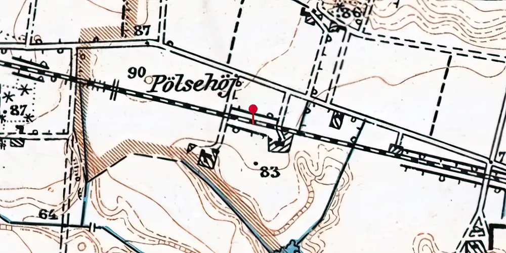 Historisk kort over Volstrup hede Trinbræt