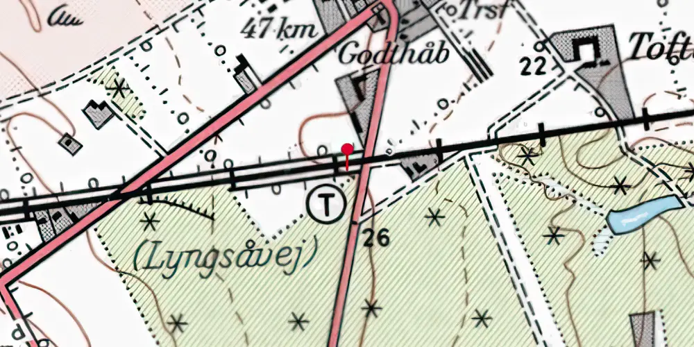 Historisk kort over Lyngsåvej Trinbræt