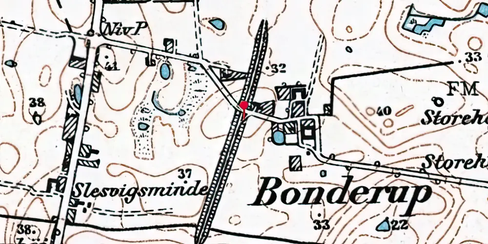 Historisk kort over Bonderup Sjælland Trinbræt