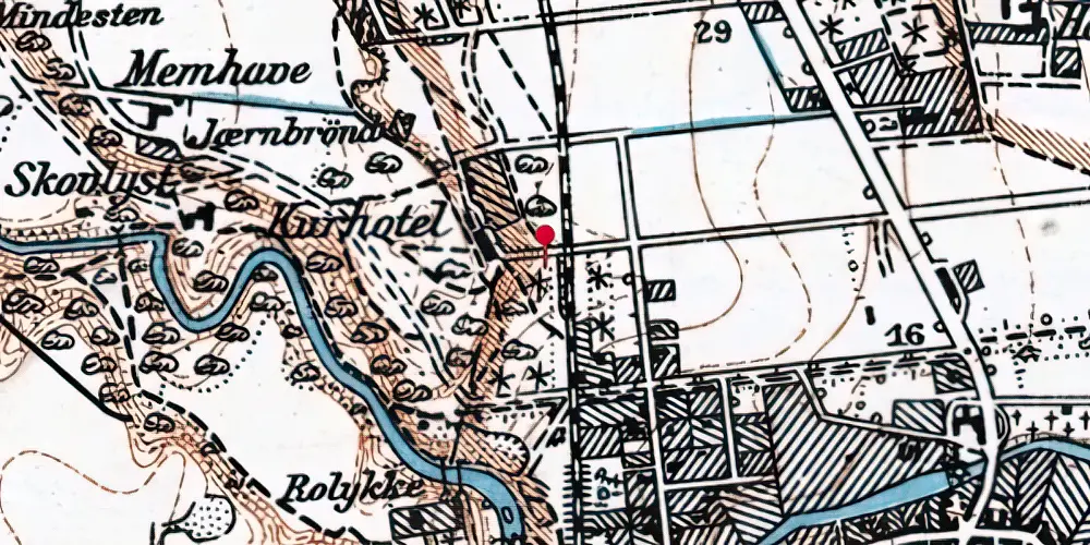 Historisk kort over Kurhotellet Trinbræt