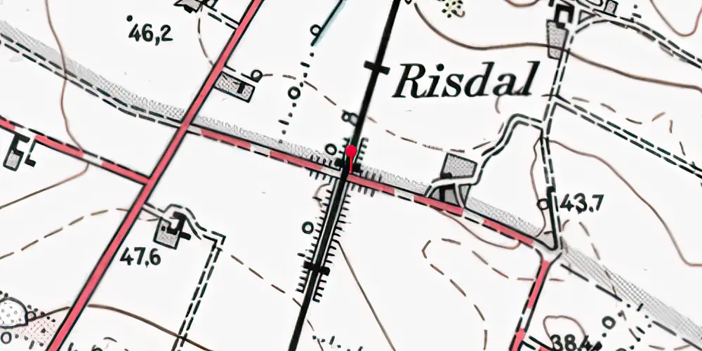 Historisk kort over Risdal Trinbræt Historisk kort over Risdal Trinbræt