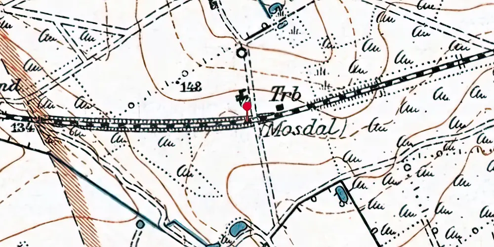 Historisk kort over Mosdal Trinbræt Historisk kort over Mosdal Trinbræt