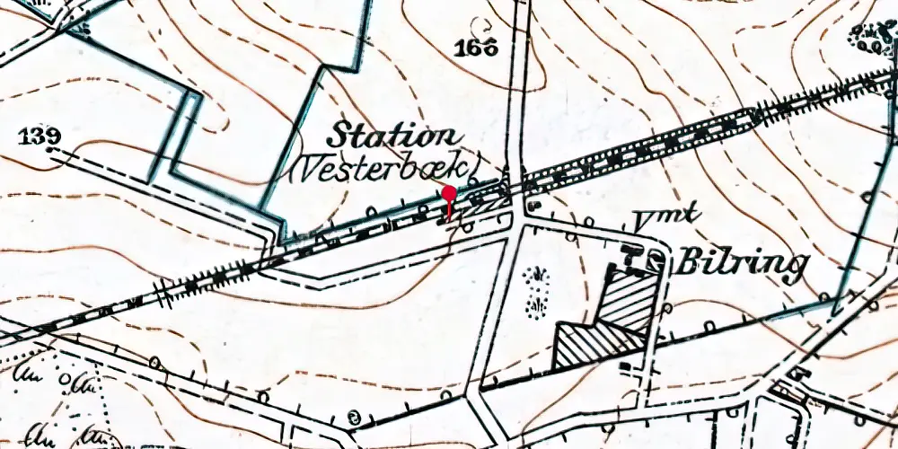 Historisk kort over Vesterbæk Trinbræt Historisk kort over Vesterbæk Trinbræt