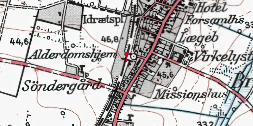 Historisk kort over Spjald Station Historisk kort over Spjald Station