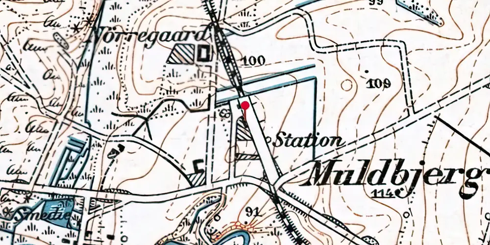 Historisk kort over Muldbjerg Station
