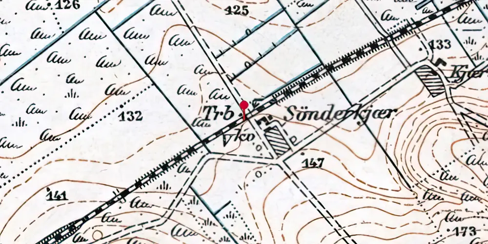 Historisk kort over Sønderkær Trinbræt Historisk kort over Sønderkær Trinbræt