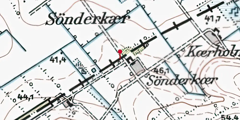 Historisk kort over Sønderkær Trinbræt Historisk kort over Sønderkær Trinbræt