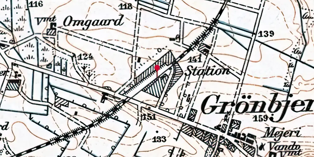Historisk kort over Grønbjerg Station Historisk kort over Grønbjerg Station