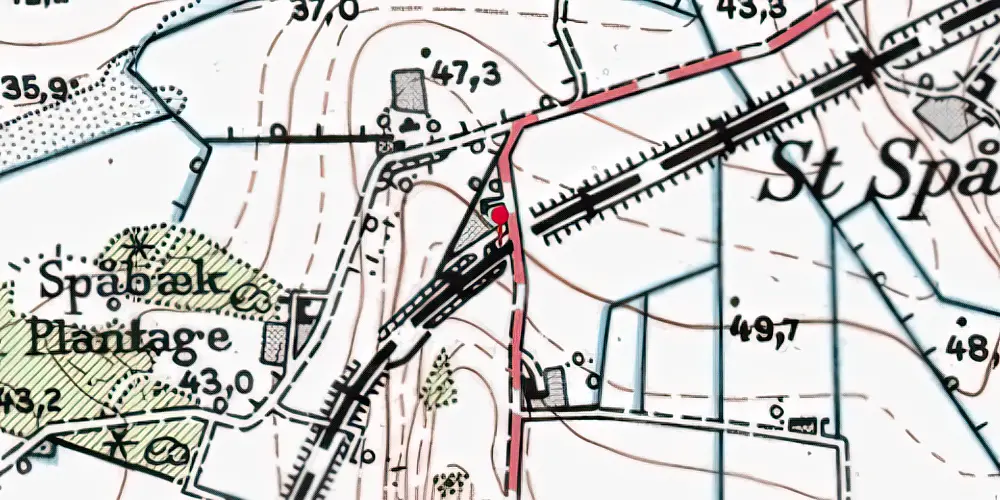 Historisk kort over Spåbæk Trinbræt Historisk kort over Spåbæk Trinbræt