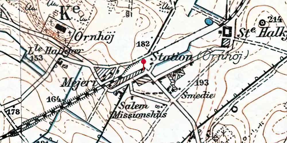 Historisk kort over Ørnhøj Station Historisk kort over Ørnhøj Station