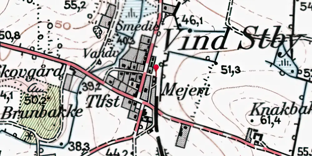 Historisk kort over Vind Station