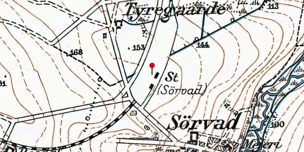 Historisk kort over Sørvad Station