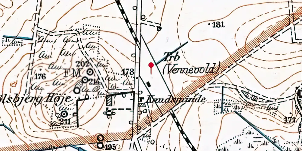 Historisk kort over Vennevold Station