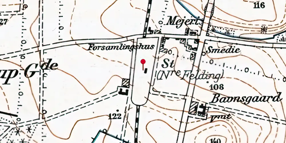 Historisk kort over Nørre Felding Station