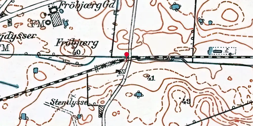 Historisk kort over Oustrup Trinbræt