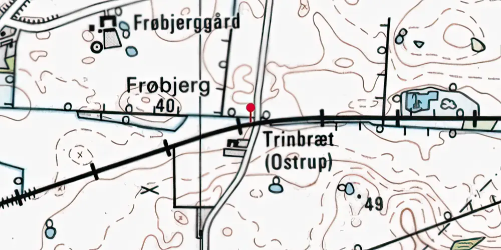 Historisk kort over Oustrup Trinbræt