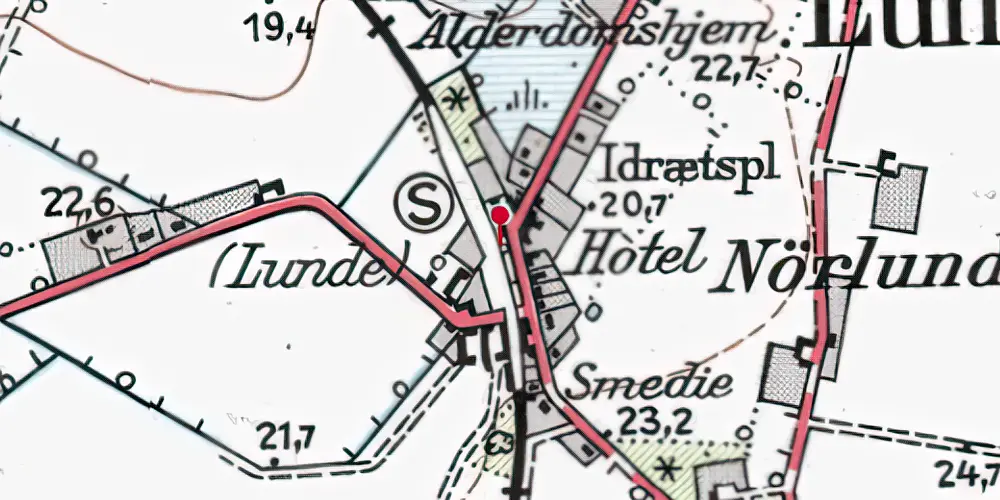 Historisk kort over Lunde J Trinbræt