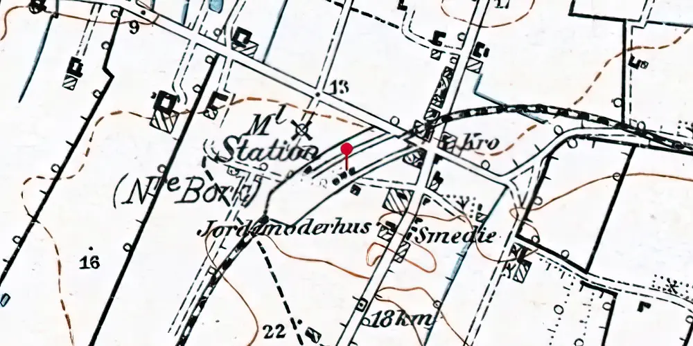 Historisk kort over Nørre Bork Station