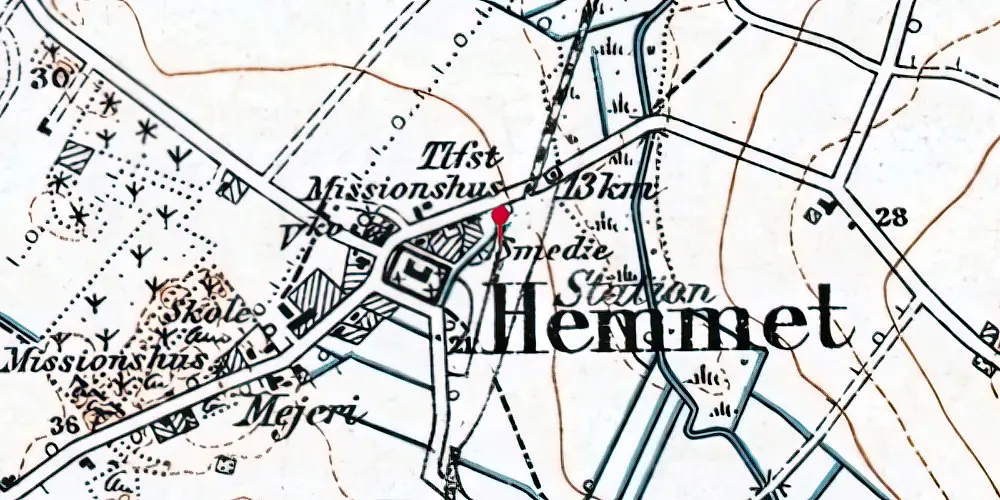 Historisk kort over Hemmet Station Historisk kort over Hemmet Station