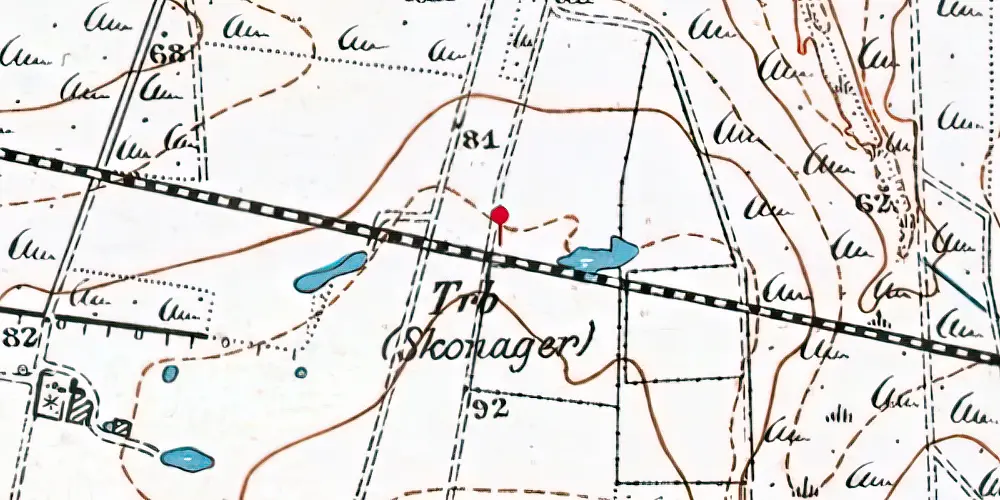 Historisk kort over Skonager Trinbræt Historisk kort over Skonager Trinbræt