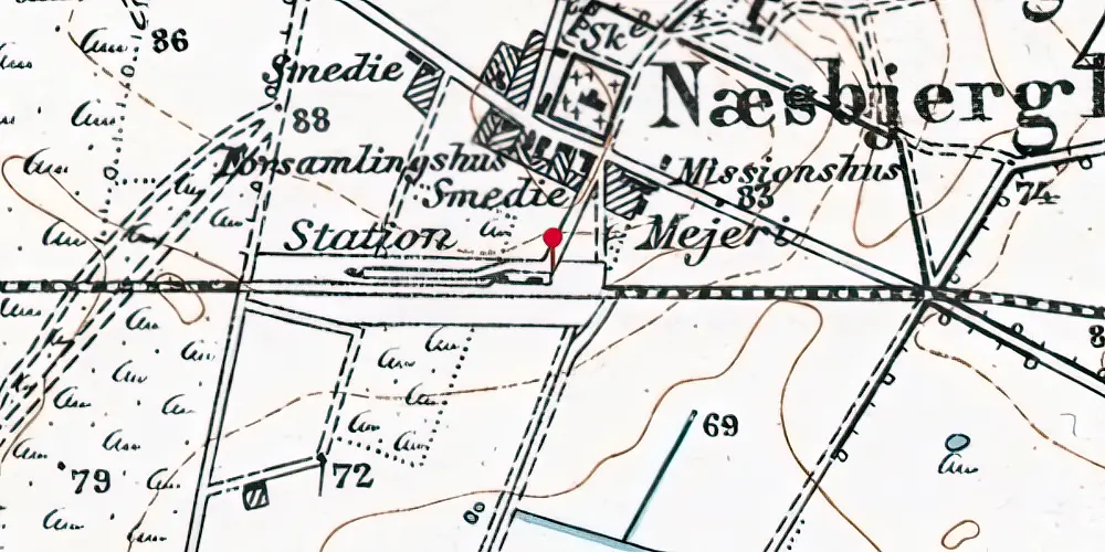 Historisk kort over Næsbjerg Station Historisk kort over Næsbjerg Station