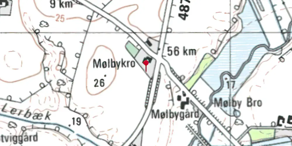 Historisk kort over Mølby Kro Trinbræt